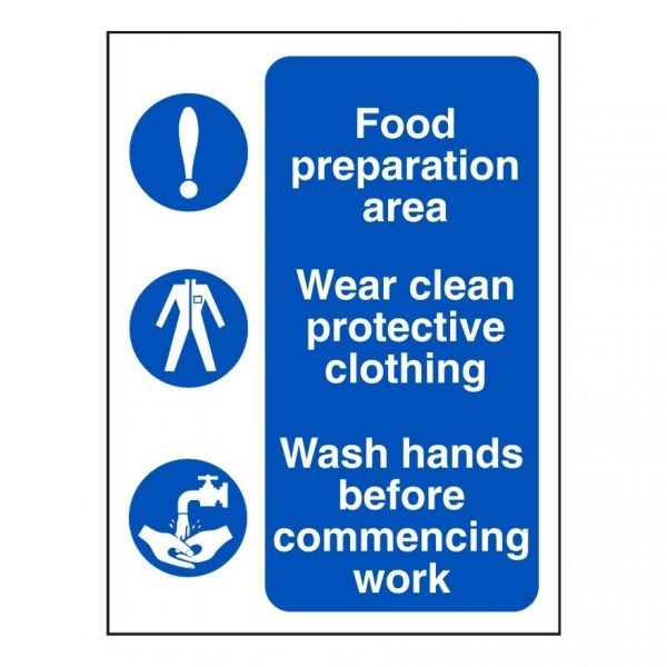 Food Preparation Protective Clothing Wash Hands Sign