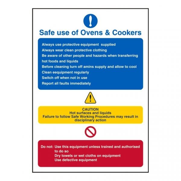 Safe Use Of Ovens And Cookers Sign