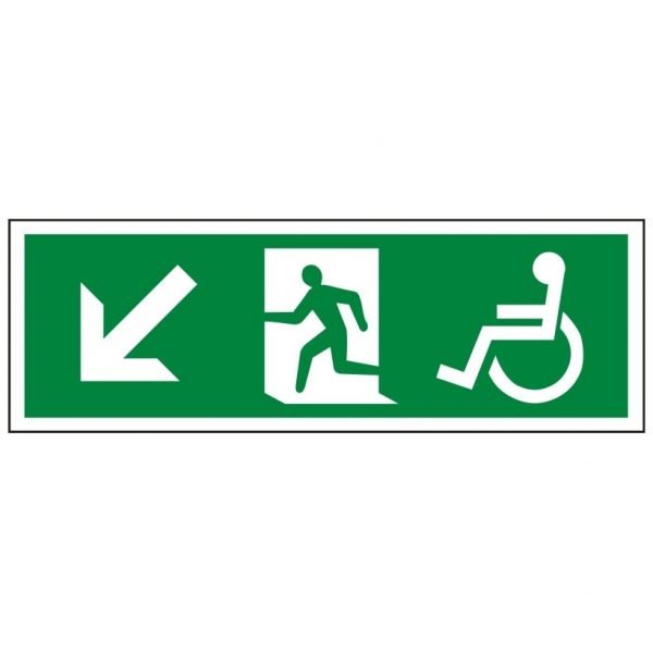 Disabled Running Man Arrow Down Left Sign