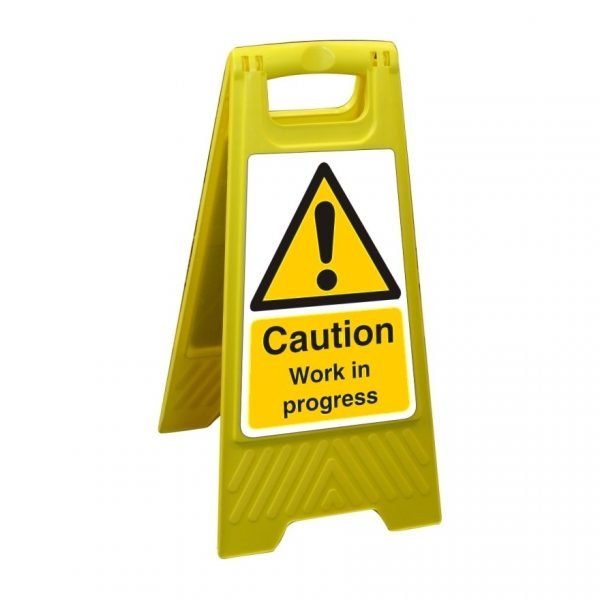 Caution Work In Progress Free Standing Floor Sign