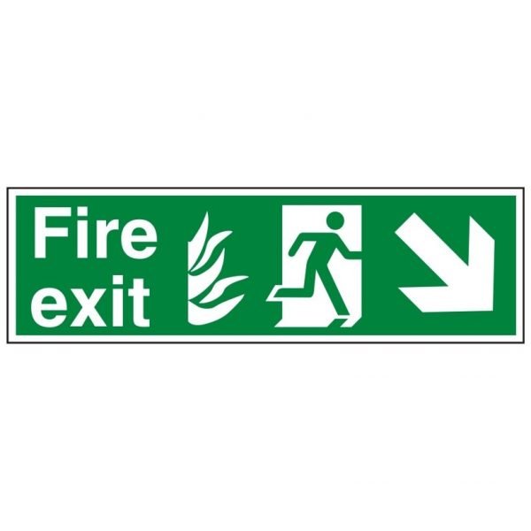 Fire Exit Running Man Arrow Down Right Sign