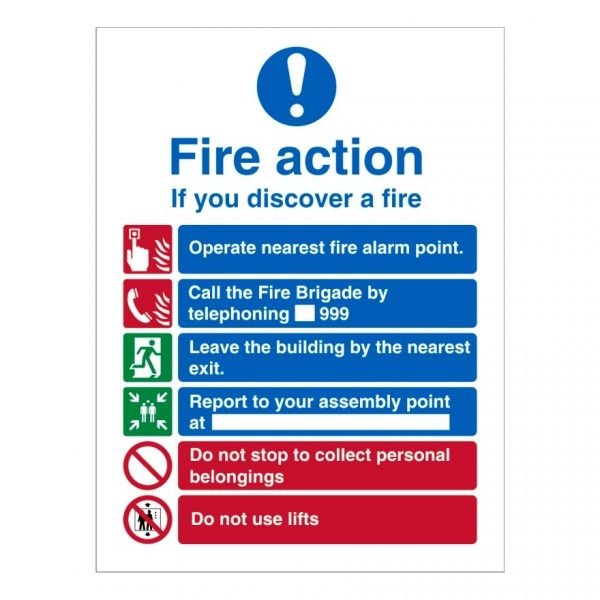 Fire Action If You Discover a Fire Sign