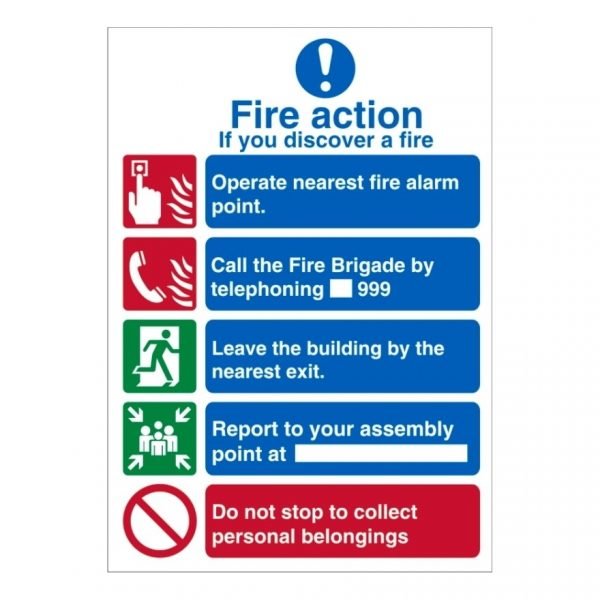 Fire Action Report To Your Assembly Point Sign