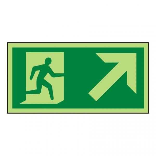Running Man Arrow Up Right Photoluminescent Sign