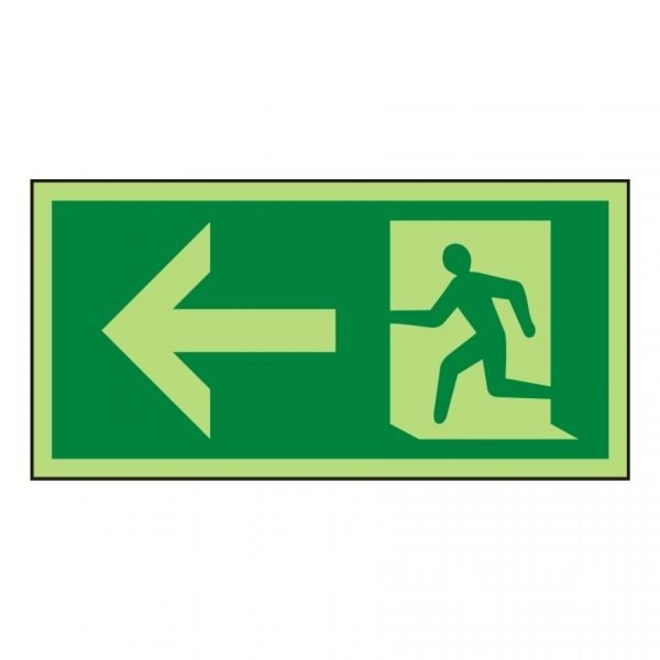 Running Man Arrow Left Photoluminescent Sign