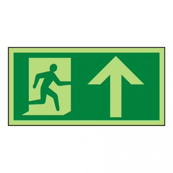 Running Man Arrow Up Photoluminescent Sign