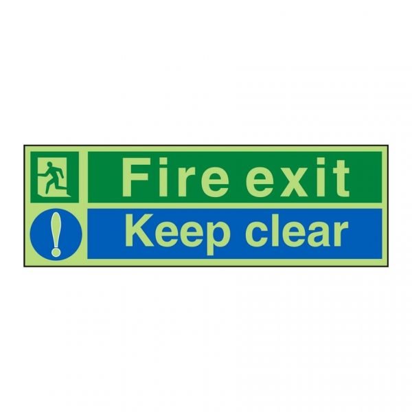 Fire Exit Keep Clear Photoluminescent Sign