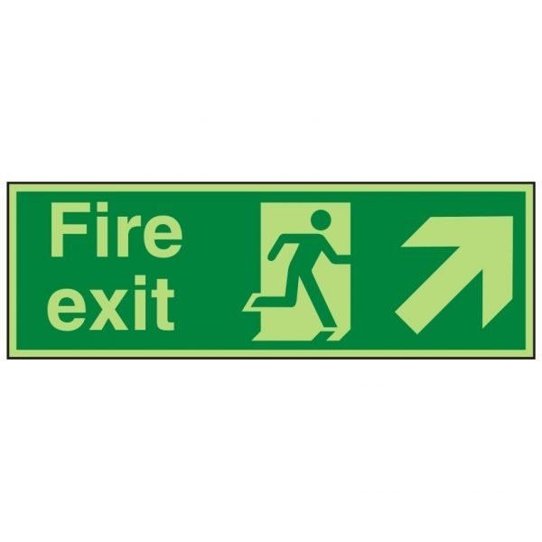 Fire Exit Running Man Arrow Up Right Photoluminescent Sign