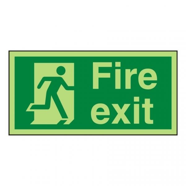 Fire Exit Running Man Right Photoluminescent Sign