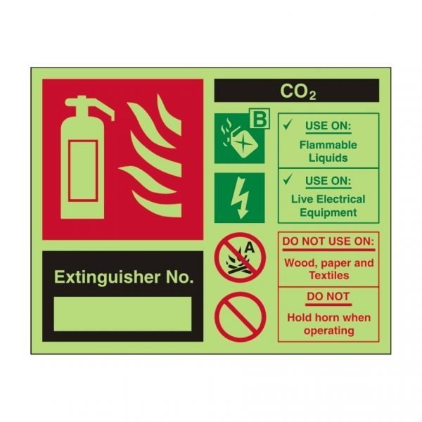 Extinguisher No Foam Spray Photoluminescent Sign