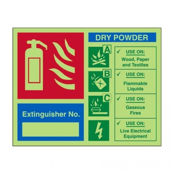 Extinguisher No Dry Powder Photoluminescent Sign