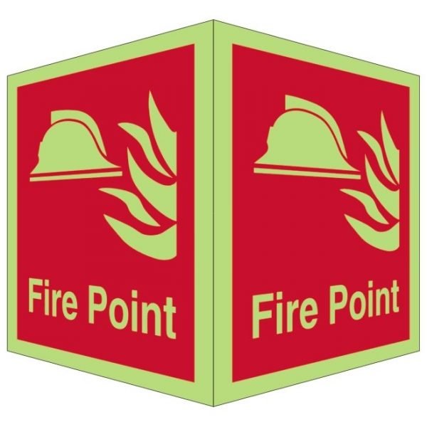 Fire Point Double Sided Photoluminescent Sign