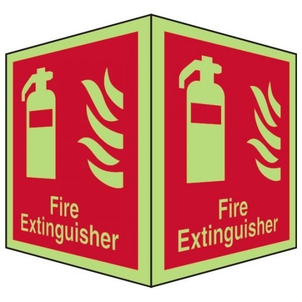 Fire Extinguisher Double Sided Photoluminescent Sign