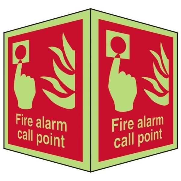 Fire Alarm Call Point Double Sided Photoluminescent Sign