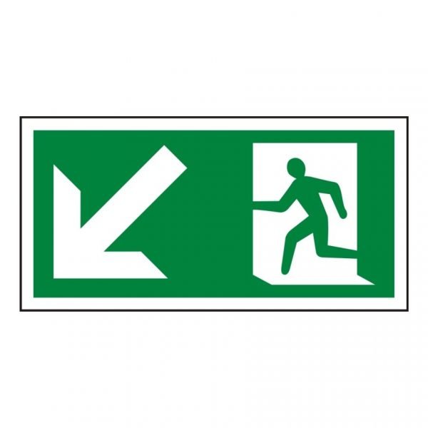 Running Man Arrow Down Left Sign