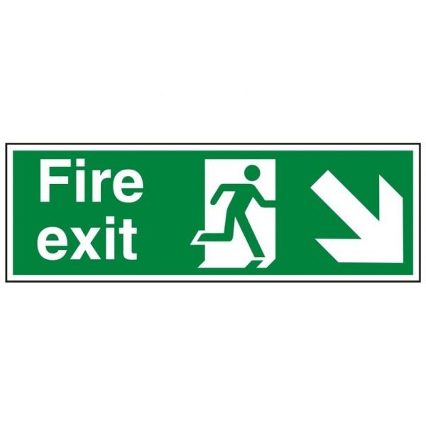 Fire Exit Running Man Arrow Down Right Sign