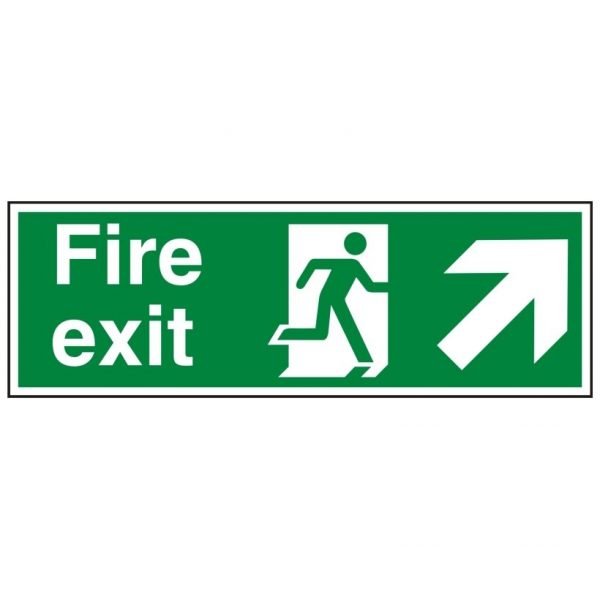 Fire Exit Running Man Arrow Up Right Sign