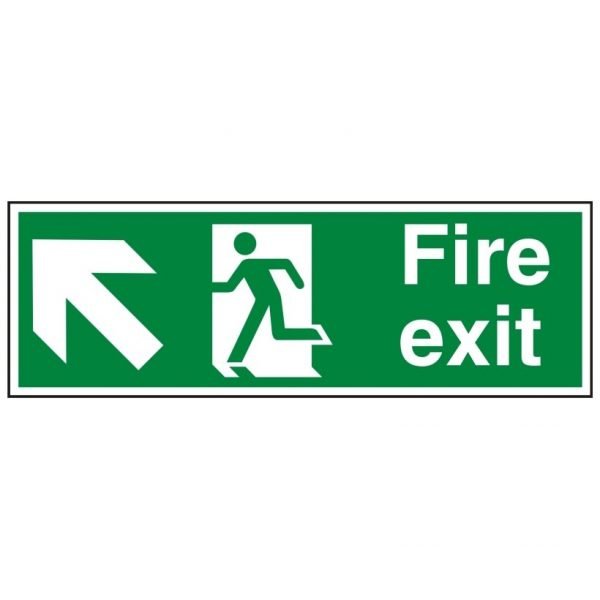 Fire Exit Running Man Arrow Up Left Sign