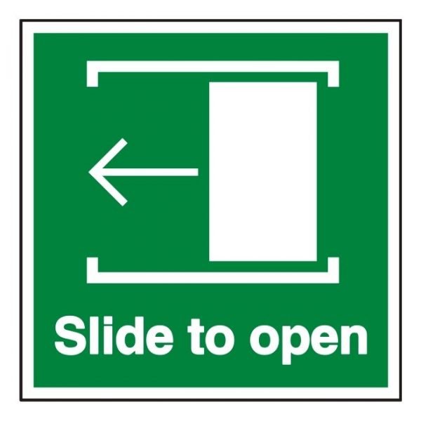 Slide Door Left To Open Sign