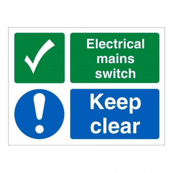 Electrical Mains Swith Keep Clear Sign