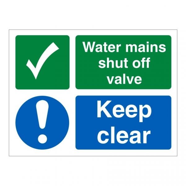 Water Mains Shut Off Valve Keep Clear Sign