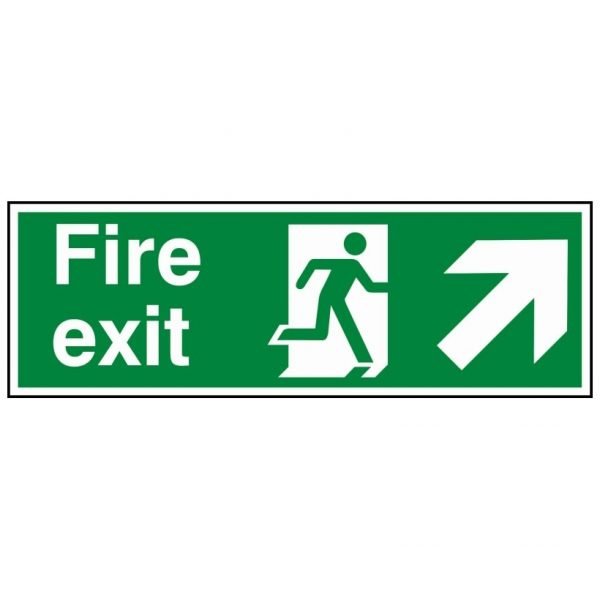 Fire Exit Running Man Arrow Up Right Sign