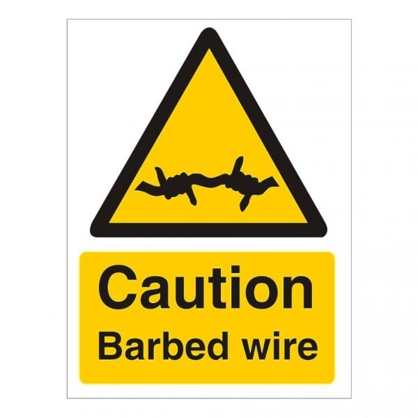 Caution Barbed Wire Sign